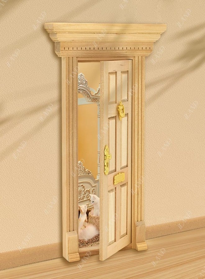 iLAND Dollhouse Door on 1:12 Scale, Miniature Door w/Handle & Knocker (Neoclassical Mini Door) - Image 3